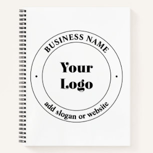 Cuaderno Su logotipo comercial y texto promocional   Blanco