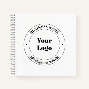 Cuaderno Su logotipo comercial y texto promocional   Blanco