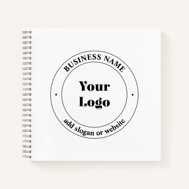 Cuaderno Su logotipo comercial y texto promocional | Blanco (Anverso)