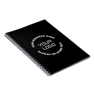 Cuaderno Su logotipo o imagen y texto editable Negro y bl