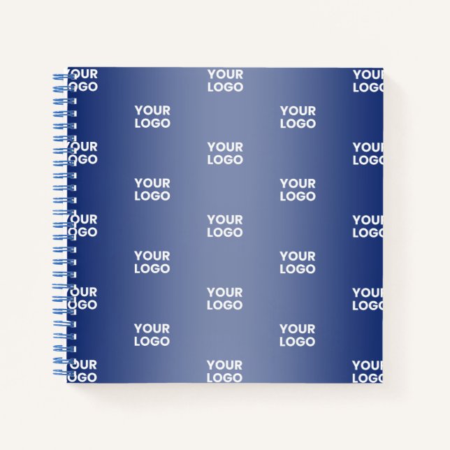 Cuaderno Su Logotipo Simple Repetitivo | Gradiente Azul (Anverso)