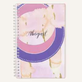Cuaderno Su nombre, bonito mixto de medios abstracto, lila
