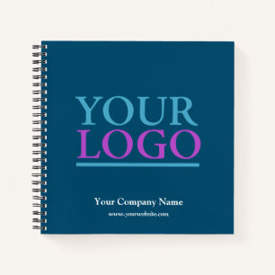 Cuaderno Su nombre de logotipo y sitio web, promocional azu
