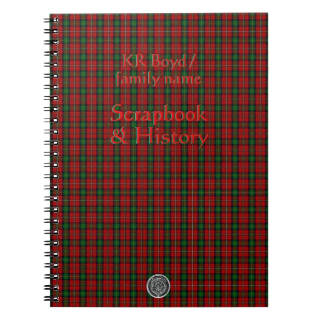 Cuaderno Su nombre / iniciales en Boyd Clan Family Tartán (Frente)