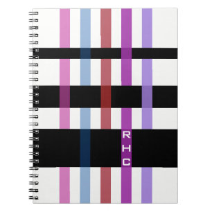 Cuaderno Su nombre o iniciales y rayas de tejido modernas
