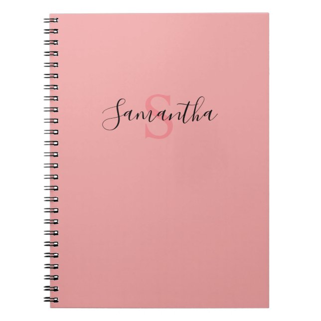 Cuaderno Su nombre Typography Monograma - Rosa (Frente)