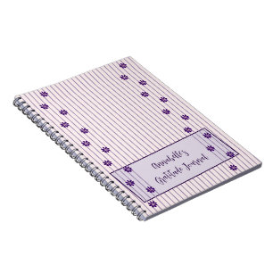 Cuaderno Su nombre Violet Stripes & Rows of Purple Flowers