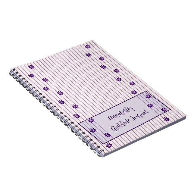 Cuaderno Su nombre Violet Stripes & Rows of Purple Flowers (Lado Derecho)