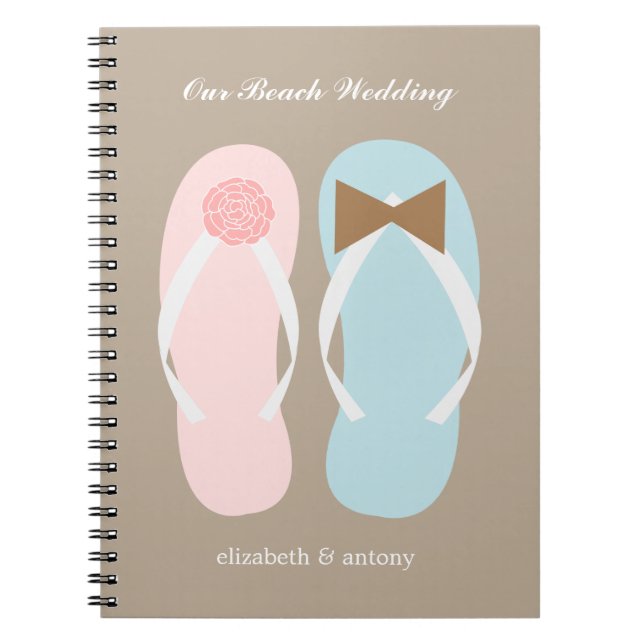Cuaderno Su planificador de bodas en la playa Flip Flops y  (Frente)