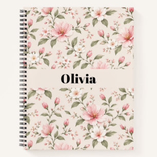 Cuaderno Suave Flor de Cerezo Rosa Patrón Floral Sin Costur