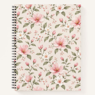 Cuaderno Suave Flor de Cerezo Rosa Patrón Floral Sin Costur