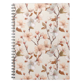 Cuaderno Suave Flor de Melocotón Patrón Floral de Marfil