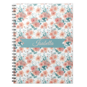 Cuaderno Suave Floral Personalizado de Primavera Rosa Vinta