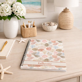 Cuaderno Suave Patrón de Playa de Conchas Marinas Costeras