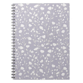 Cuaderno Suave patrón floral blanco de flor de lavanda