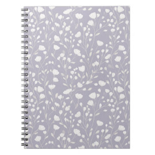 Cuaderno Suave patrón floral blanco de flor de lavanda