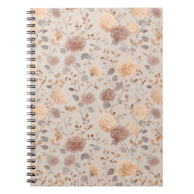 Cuaderno Suave Patrón Floral Rosa Beige Neutral (Frente)