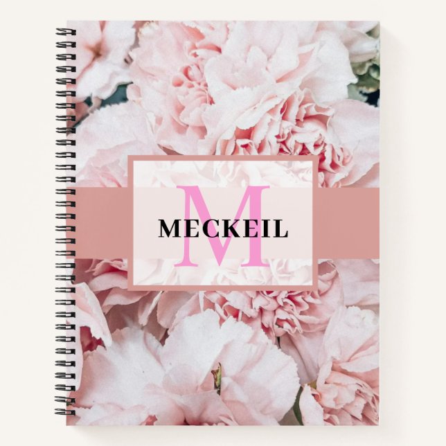 Cuaderno Suave Rosa Claro Peonía Botánica Floral Chic  (Anverso)