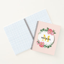 Cuaderno Suave Rosa Claro Peonía Botánica Floral Chic 