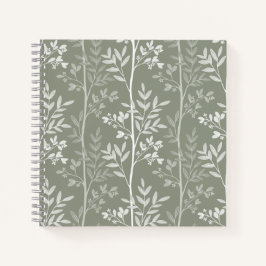 Cuaderno Suave Silueta Botánica Floral Oliva Neutral
