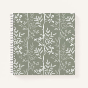 Cuaderno Suave Silueta Botánica Floral Oliva Neutral