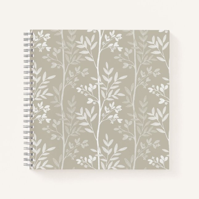 Cuaderno Suave Silueta Floral Botánica Beige Neutral (Anverso)