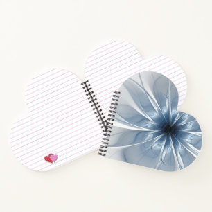 Cuaderno Suave y delicado flor de fantasía fractal azul