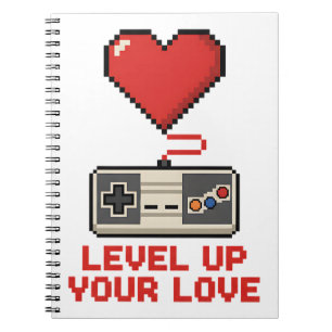 Cuaderno Sube de Nivel Tu Amor, Diseño Retro de Juegos en P