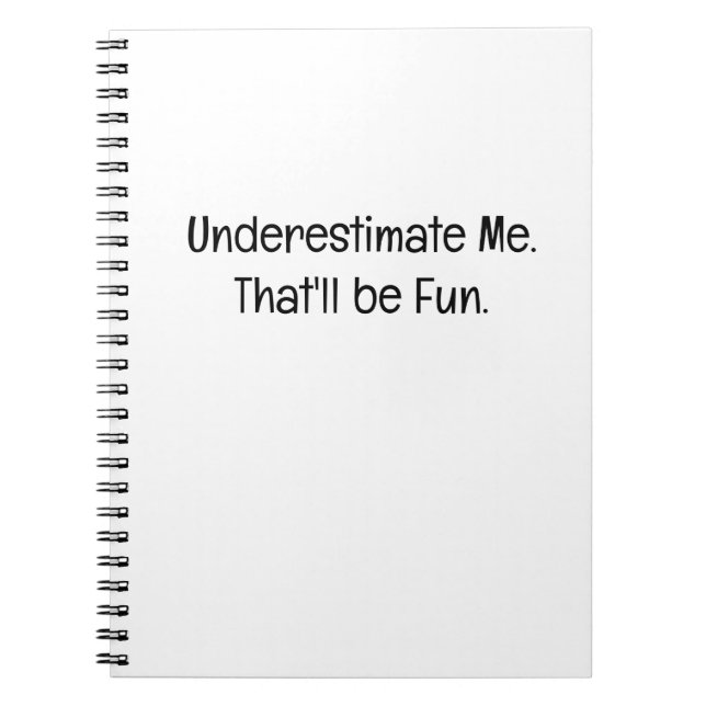 Cuaderno Subestímenme. Eso será divertido (Frente)