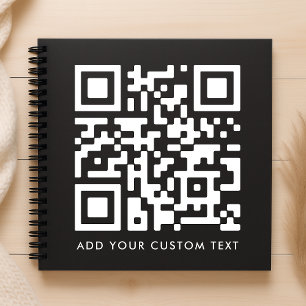 Cuaderno Subir código QR   Negro Minimalista Simple Escanea