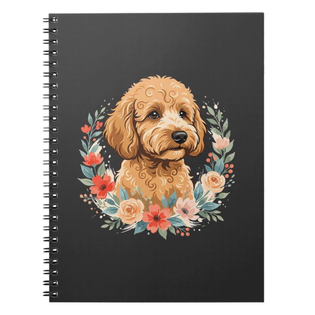 Cuaderno Sublimación Redonda de Perro Floral (Frente)