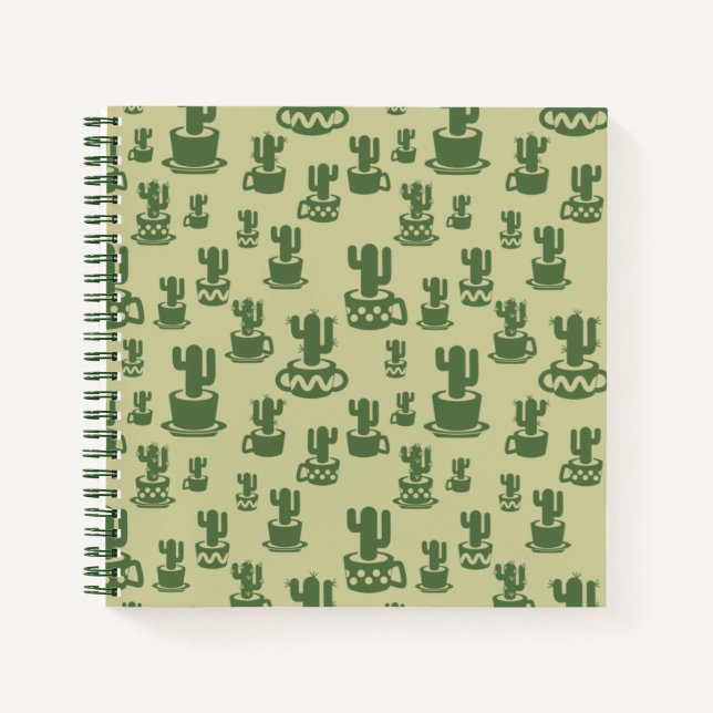 Cuaderno Succulent cactus silhouette in cups and pots  (Anverso)