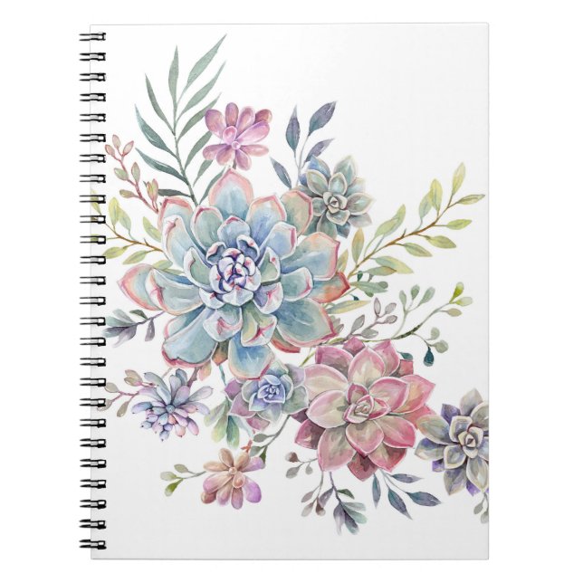 Cuaderno succulent de la acuarela (Frente)