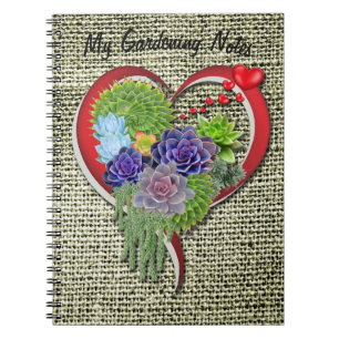 Cuaderno Suculenta decoración vegetal en el corazón