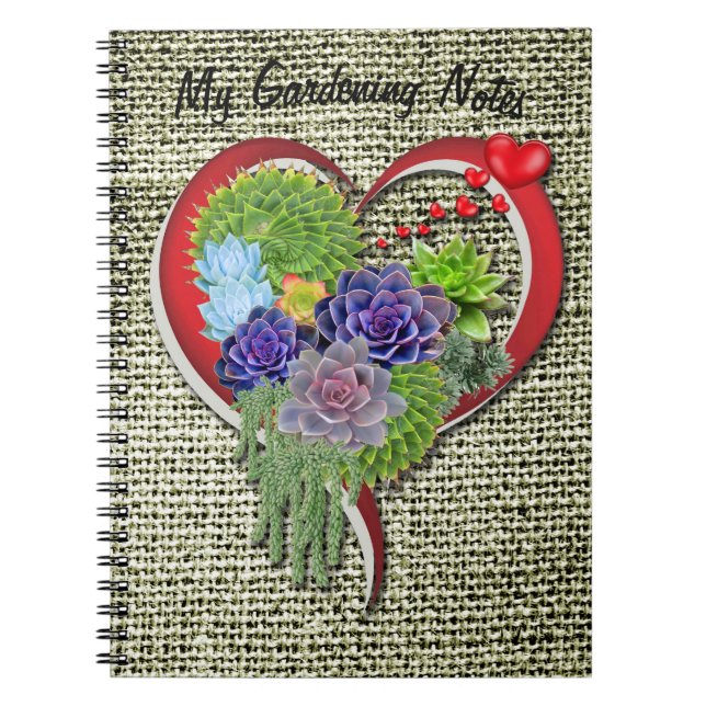 Cuaderno Suculenta decoración vegetal en el corazón (Frente)