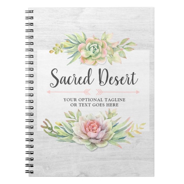 Cuaderno Suculentas Acuarela Rústica Cactus Desierto Boho (Frente)