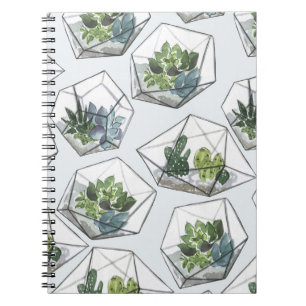 Cuaderno Suculentas Acuarios Acuarelas Patrón Seamless
