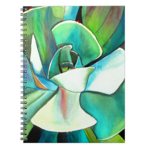 Cuaderno Suculento arte acuático azul y verde del desierto