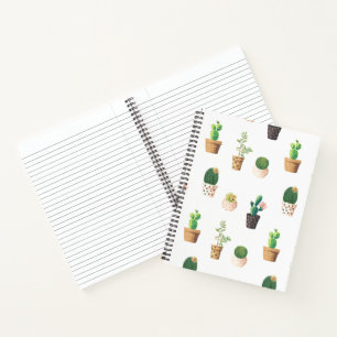 Cuaderno Suculento cactus de postre verde en macetas