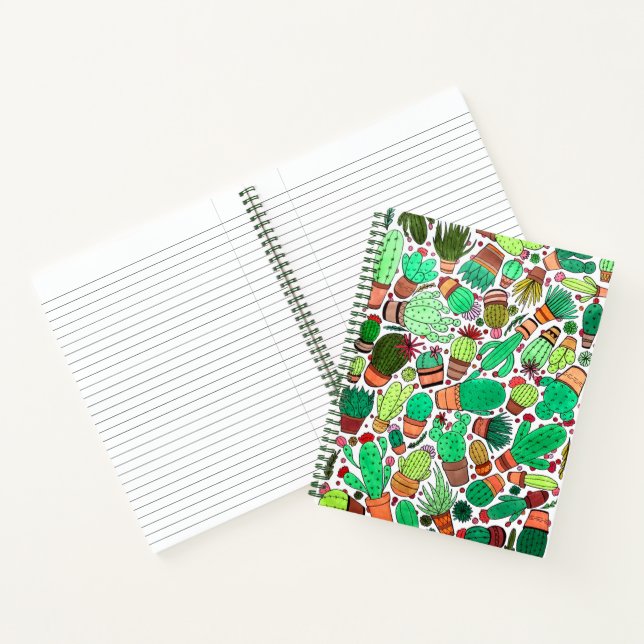 Cuaderno Suculento Cactus Potted Plants Green Cacti Garden (Interior)