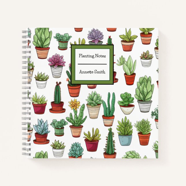 Cuaderno Suculentos y patrones de cactus (Anverso)