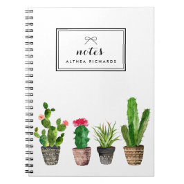 Cuaderno Sucultores de acuarela Boho Personalizados