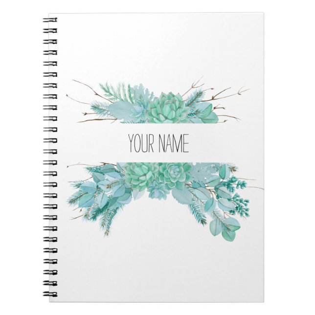 Cuaderno Sucultores de acuarela personalizados (Frente)