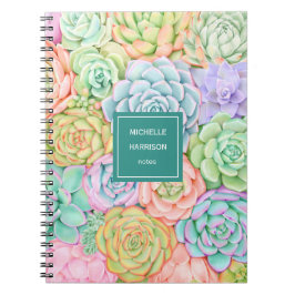 Cuaderno Sucultores de monograma Pastel de color acuático