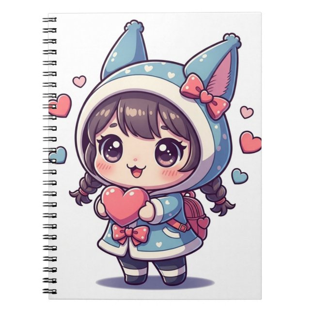 Cuaderno Sudadera con capucha Blue Heart Chic (Frente)