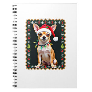 Cuaderno Sudadera fea de Navidad de Chihuahua Santa Amante