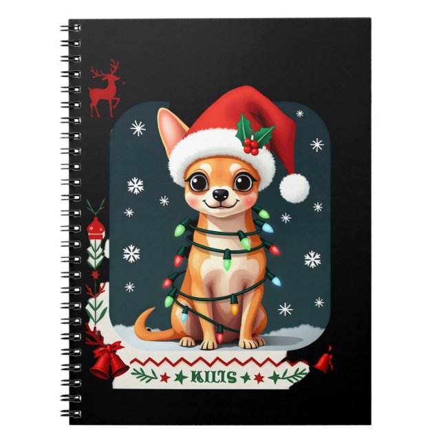 Cuaderno Sudadera fea de Navidad de Chihuahua Santa Perro A (Frente)