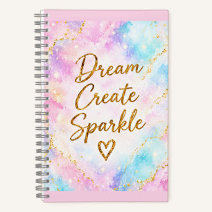 Cuaderno Sueña Crea Brillo Pastel Acuarela Oro Rosa