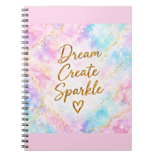 Cuaderno Sueña Crea Brillo Pastel Acuarela Oro Rosa