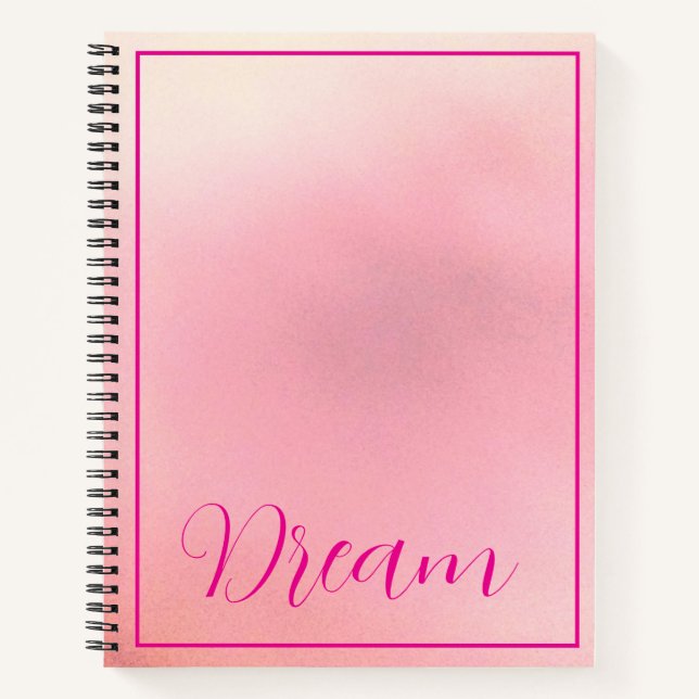 Cuaderno "Sueña" Letra Rosa Brillante Gradiente Rosa  (Anverso)